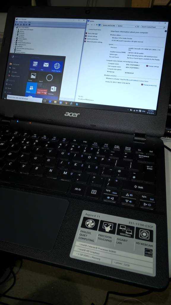 Acer Aspire ES1-111 / E11 Windows 10. Update: Build 10525 ...