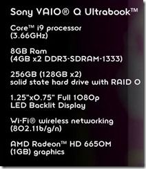 sony vaio specs