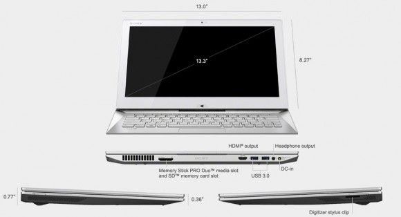 sony vaio duo 13 ports overview