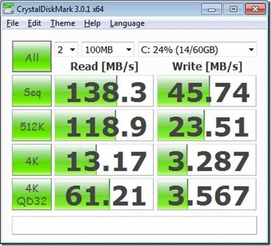 creystaldisk - fresh x64 w7hp  4gb ssd