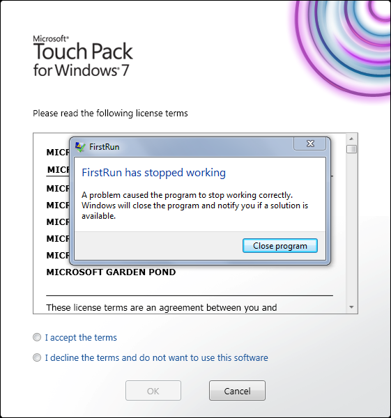 touchpack fail