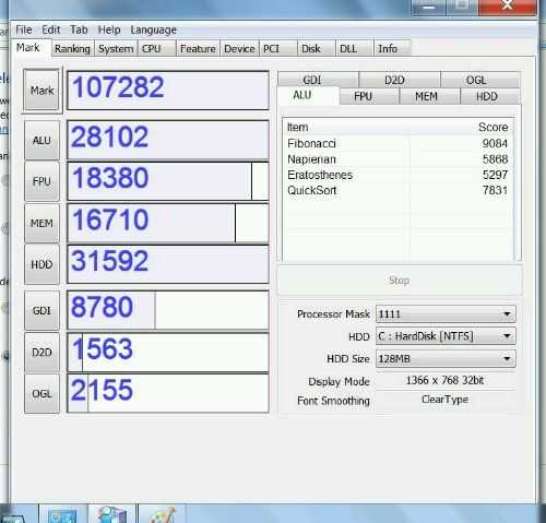 Samsung Series 7 Slate PC CrystalMark Results