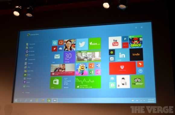 Windows 10 Start screen for touch users.