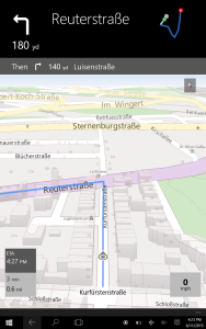 Windows maps turn-by-turn feature.