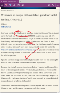 Edge browser annotations in Reader mode.