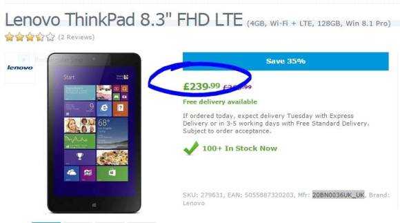 Fully loaded Thinkpad 8 for £240