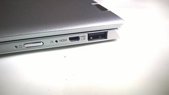 Lenovo Yoga 710. One USB 3.0 port and a micro HDMI port.