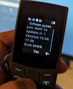 Nokia 105 software update message